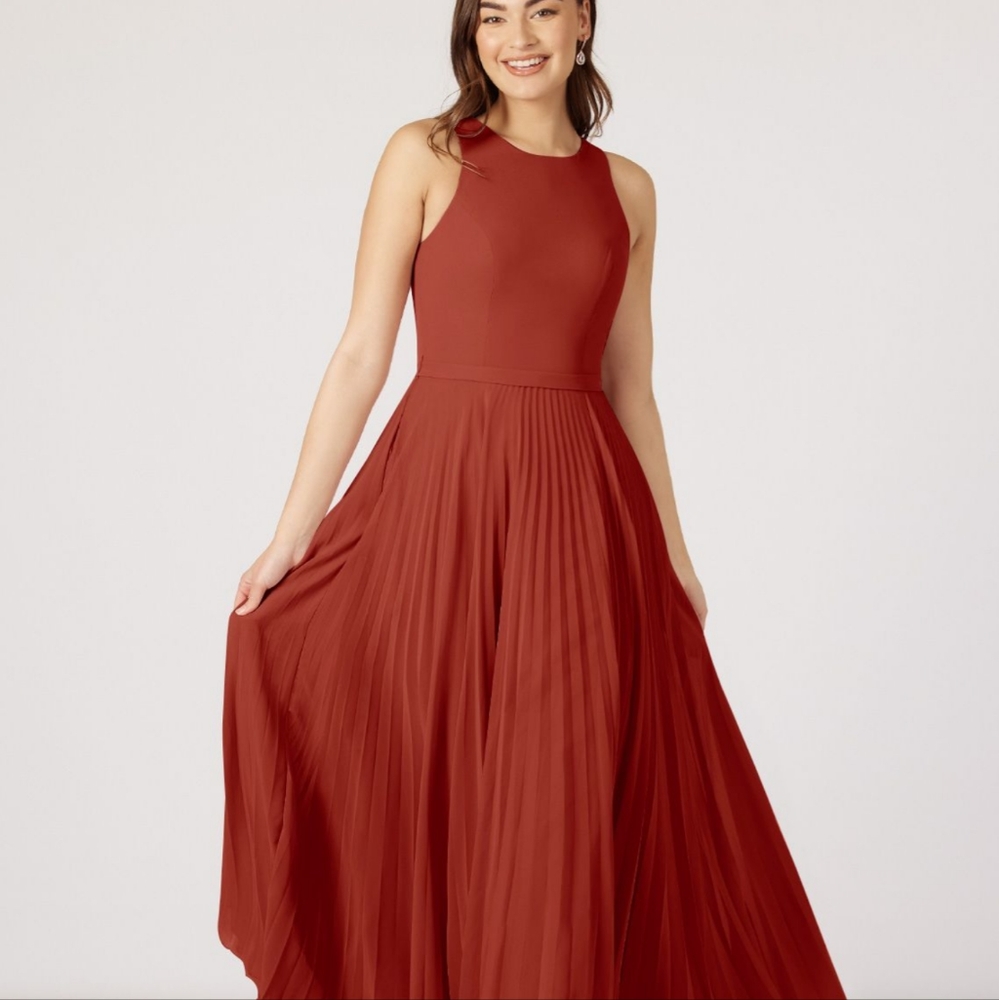 Azazie rust colored bridesmaid dress